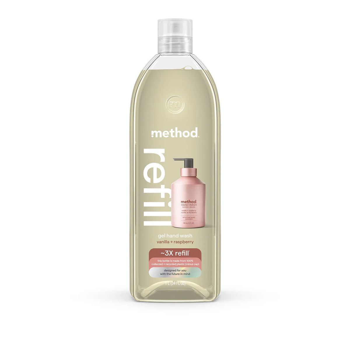 gel hand wash refill - vanilla + raspberry, 34 fl oz 1