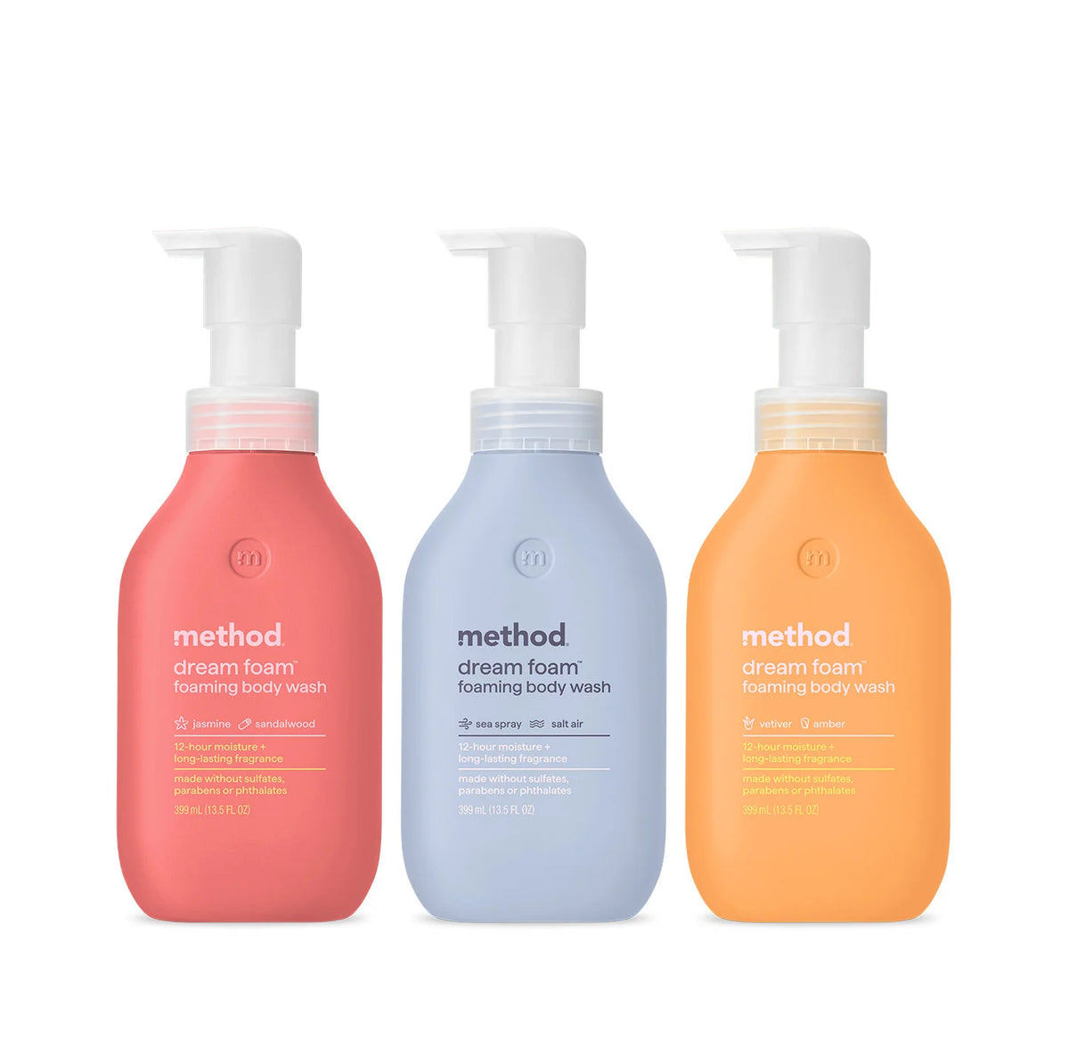 dream foam foaming body wash variety trio, 40.5 oz